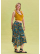 Petrol Midi Skirt with Waist Tie and Gipe Detail 4505